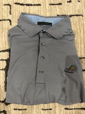 Greyson Striped Polo with Pine Needles